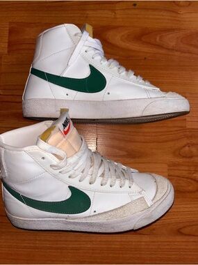 Blazer Nike White High-Top Sneakers with Green Swoosh